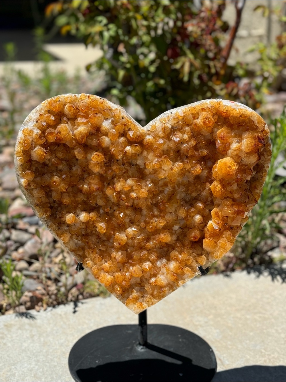 Large Golden Citrine Druzy Heart on Stand — 18” x 16” - Picture 8 of 11